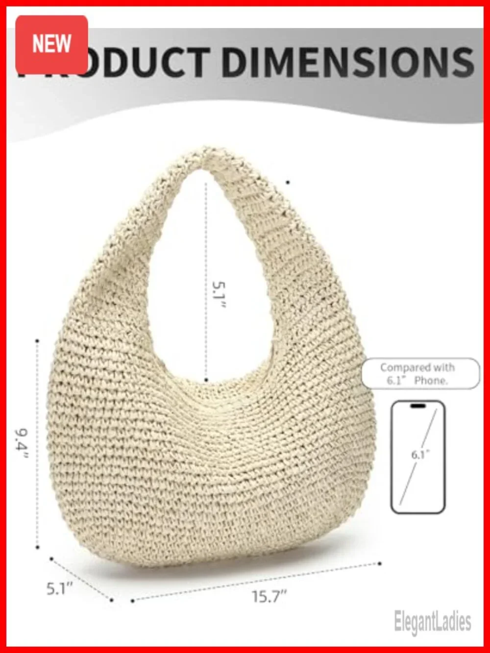 Handmade Straw Woven Crescent Hobo Shoulder Bag Beach Purse Tote